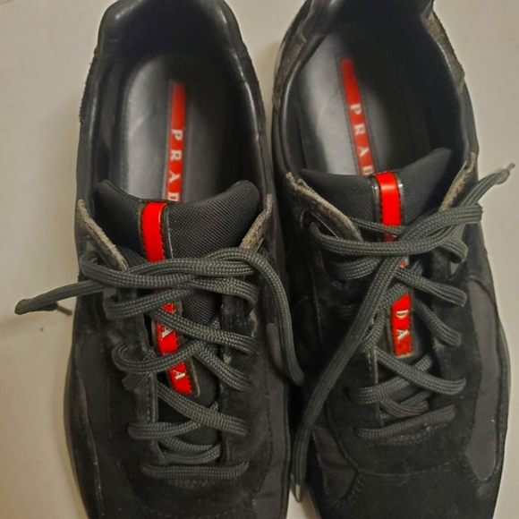 PRADA American Cup Suede Leather Lace Sneakers - Picture 4 of 8